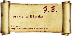 Forrás Bianka névjegykártya